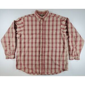 Carhartt Men's Plaid Button Down Shirt XL Long Sleeve Workwear Red Tan